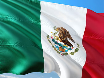 Mexican Flag Waving in the Wind