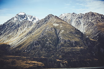 Majestic Snow-Capped Mountain Peaks in Alpine Landscape