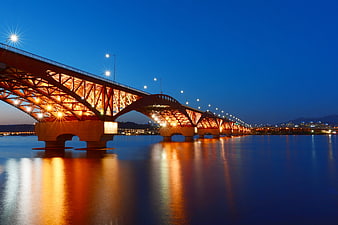 Seongsan Bridge Seoul Night View with Reflections