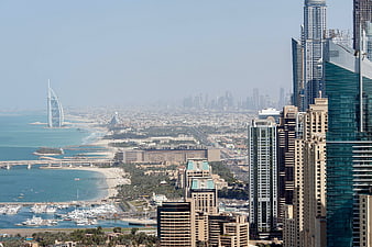 Dubai Skyline With Burj Al Arab And Marina Towers