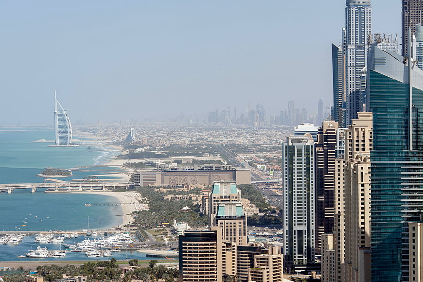Dubai Skyline With Burj Al Arab And Marina Towers