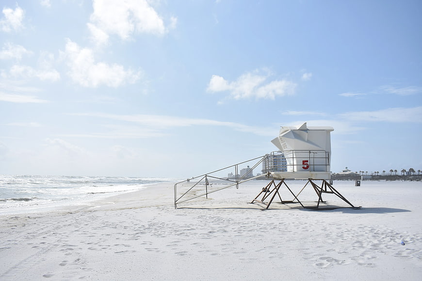 White Lifeguard Tower on Sunny Beach