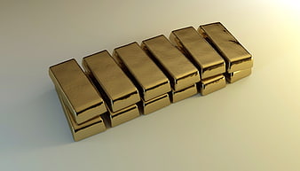 Stacked Gold Bars on Neutral Background