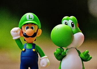Luigi and Yoshi Action Figures Close-Up