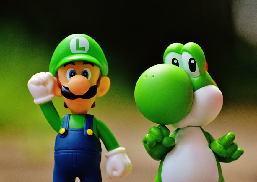 Luigi and Yoshi Action Figures Close-Up