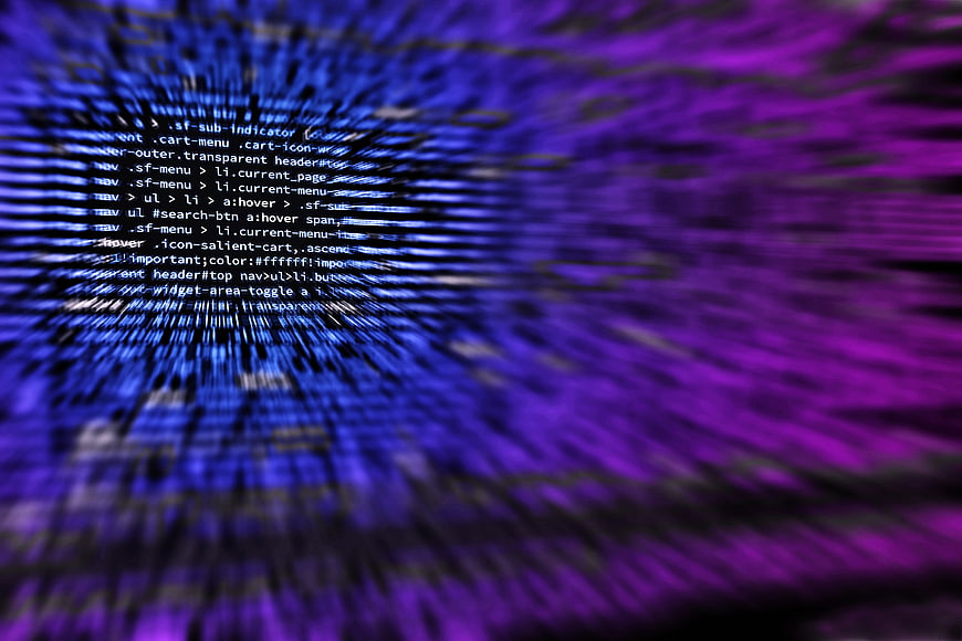 Abstract Blue and Purple Digital Code Background