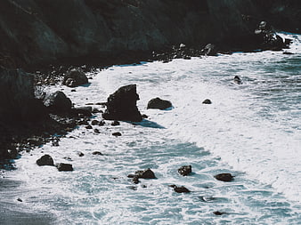 Rugged Rocky Coastline with Crashing Ocean Waves
