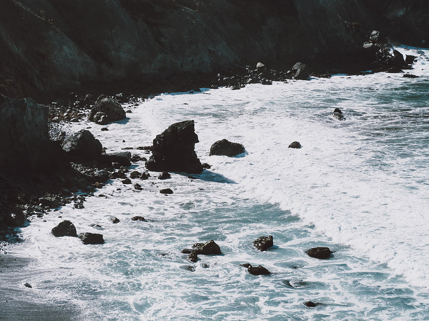Rugged Rocky Coastline with Crashing Ocean Waves