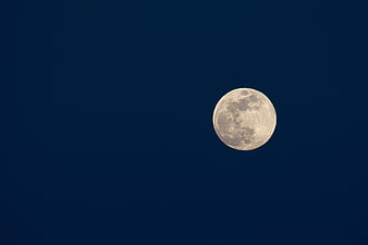 Full Moon Against Deep Blue Night Sky