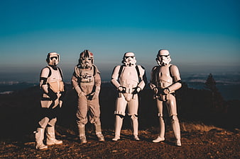 Group of Star Wars Stormtroopers on Mountain Ridge