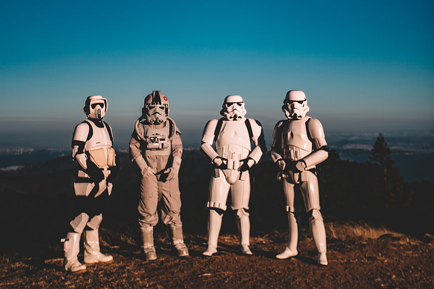 Group of Star Wars Stormtroopers on Mountain Ridge