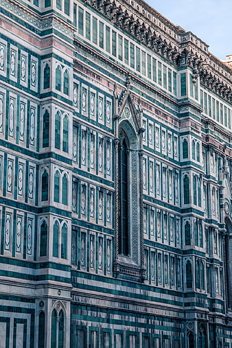 Detailed facade of Florence Cathedral in Italy