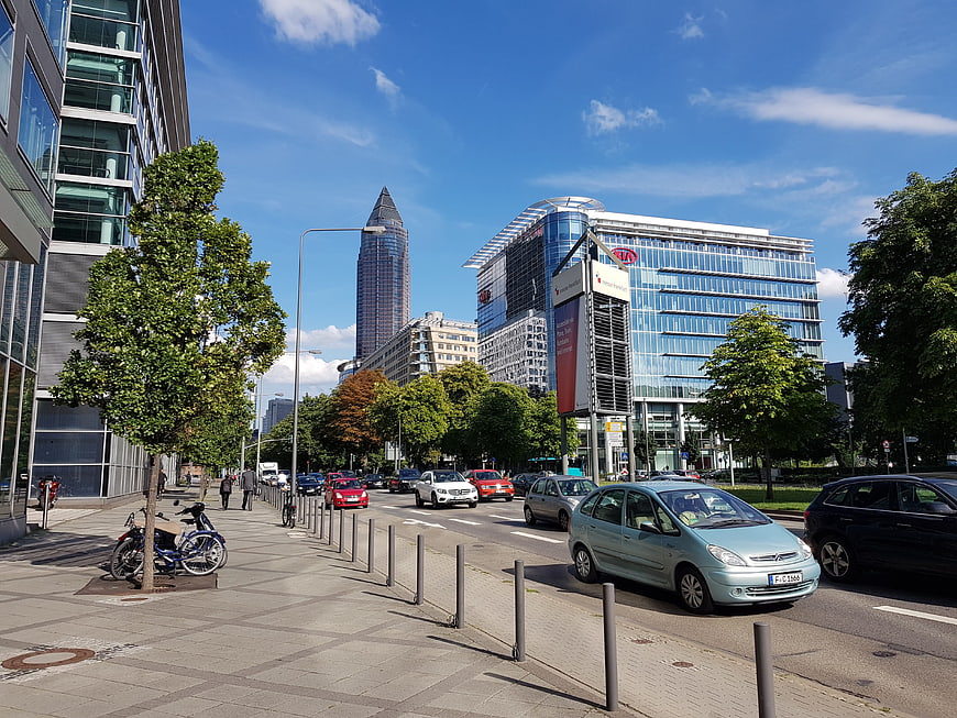 Frankfurt skyline with Messeturm and modern office buildings