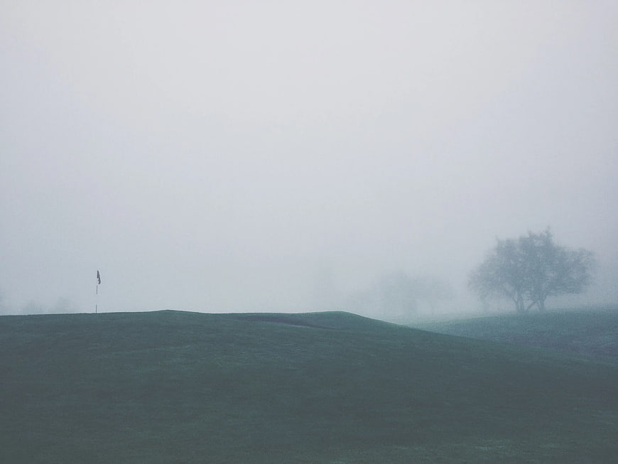 Misty Golf Course Landscape with Solitary Tree