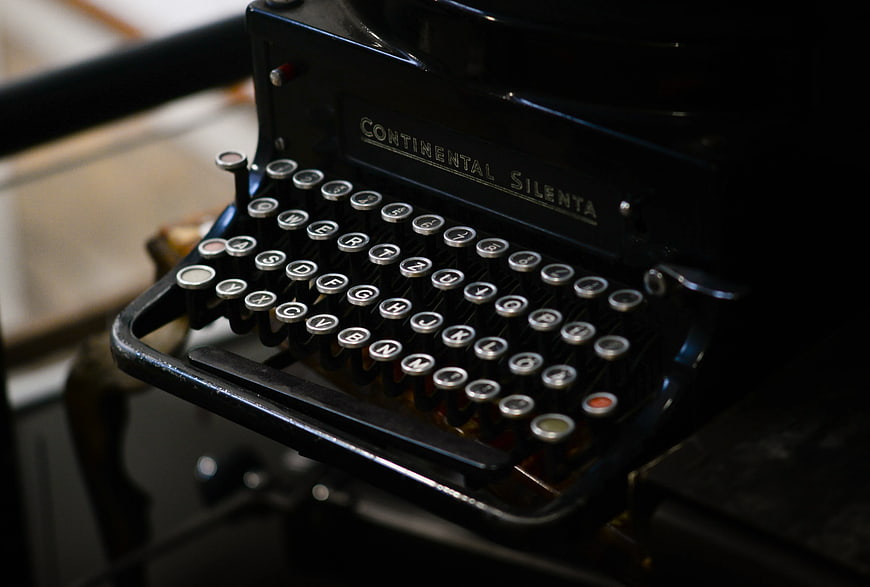 Vintage Black Continental Silenta Typewriter Close-Up