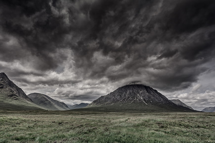 Dramatic Stormy Sky Over Scottish Highland Mountains