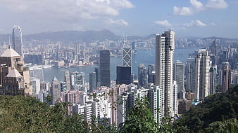 Hong Kong Cityscape Skyline View From Victoria Peak