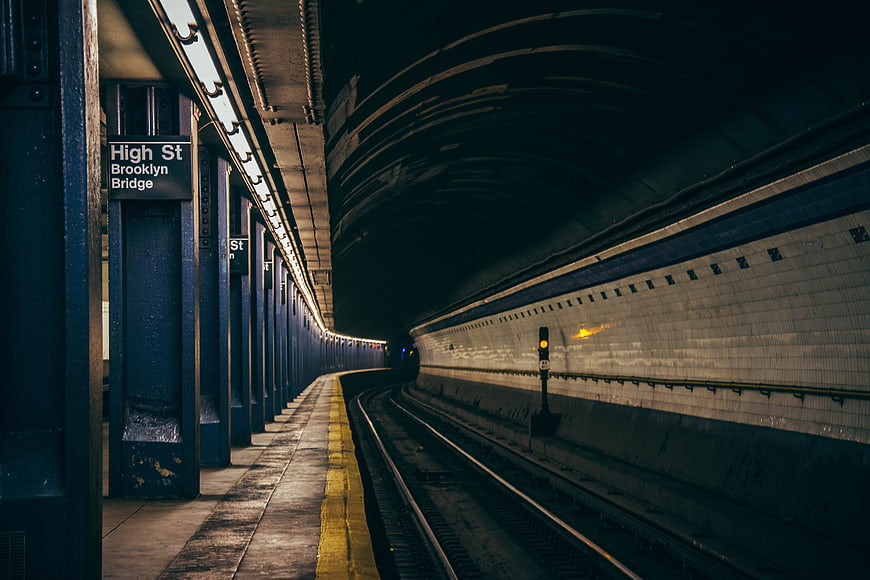 Empty High St Brooklyn Bridge Subway Station Platform
