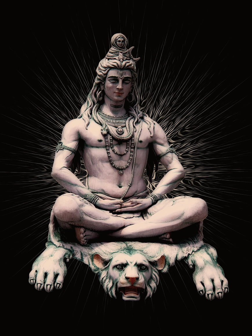 Digital Art of Hindu God Shiva Meditating on Lion Skin