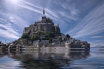 Mont Saint-Michel Abbey and Village in Normandy, France