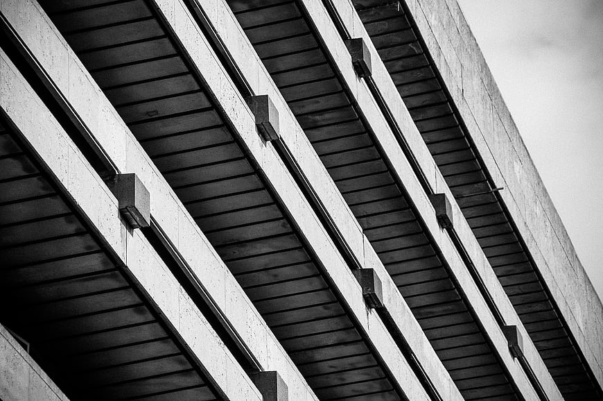 Abstract Black and White Modern Architecture Diagonal Lines