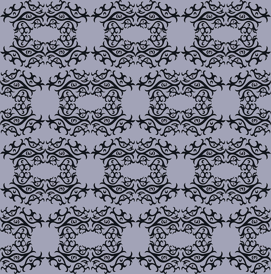 Abstract black and gray seamless pattern with eye motifs