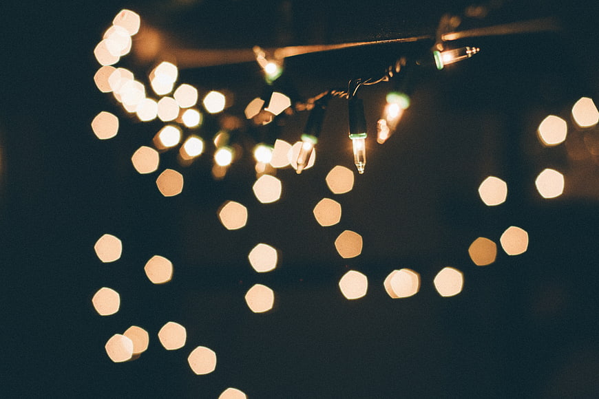 Bokeh Christmas Lights on Dark Background