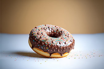 Chocolate Sprinkled Donut on White Surface