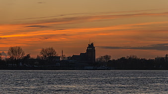 Silhouette of Hamburg Elbe Philharmonic at Sunset
