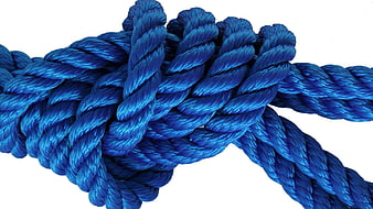 Blue Braided Rope Knot Close Up On White Background