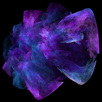 Abstract purple and blue fractal art on black background