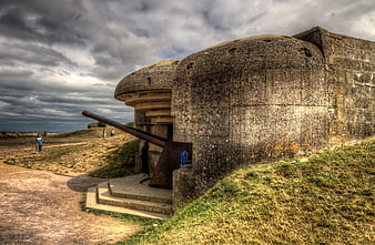 WWII Concrete Bunker with Cannon in Normandy