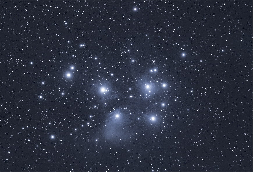Pleiades Star Cluster in Deep Space