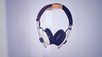 Minimalist Headphones on Wooden Stand