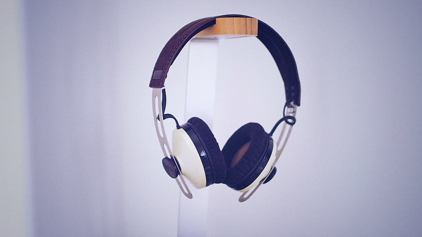 Minimalist Headphones on Wooden Stand