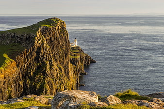 Neist Point Lighthouse on Scottish Highlands Cliffs