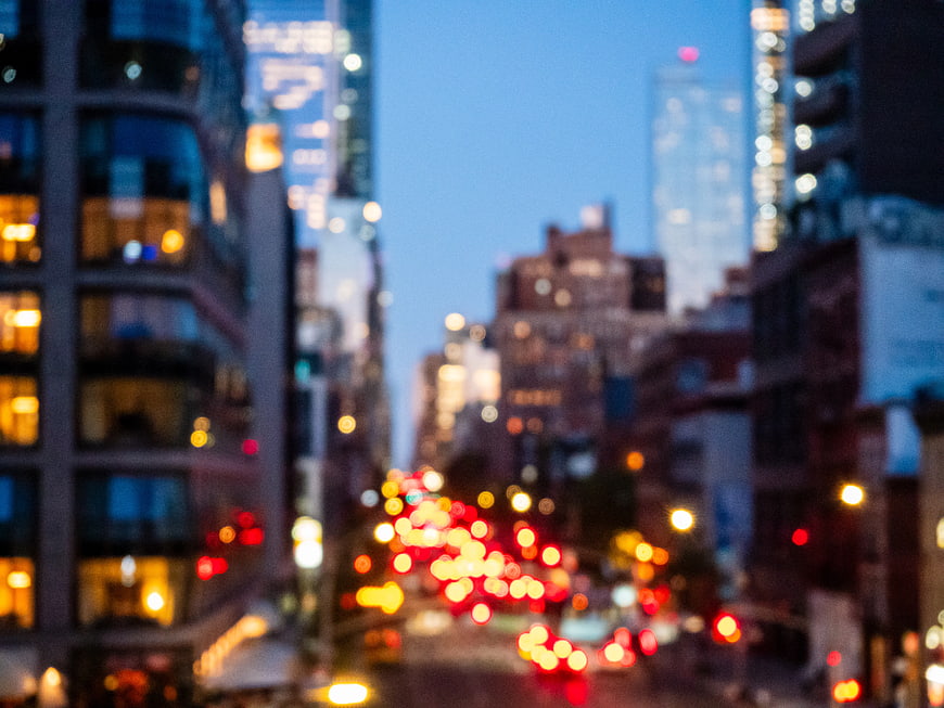 Blurred City Street Bokeh at Dusk