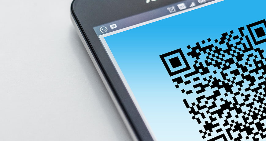 Close-up of QR Code on Smartphone Screen