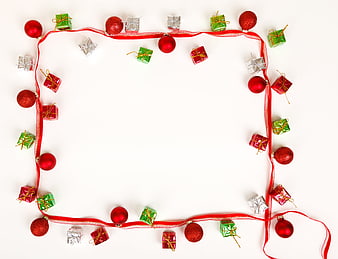 Christmas Gift Border Frame On White Background