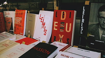 Vintage Books Displayed in a Parisian Bookstore Window