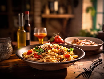 Delicious Italian Pasta Dish with Fresh Basil and Tomatoes