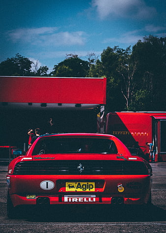 Rear View of Red Ferrari 348 Challenge Race Car