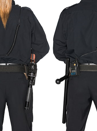 Police Officer Uniform Detail With Baton And Radio Equipment