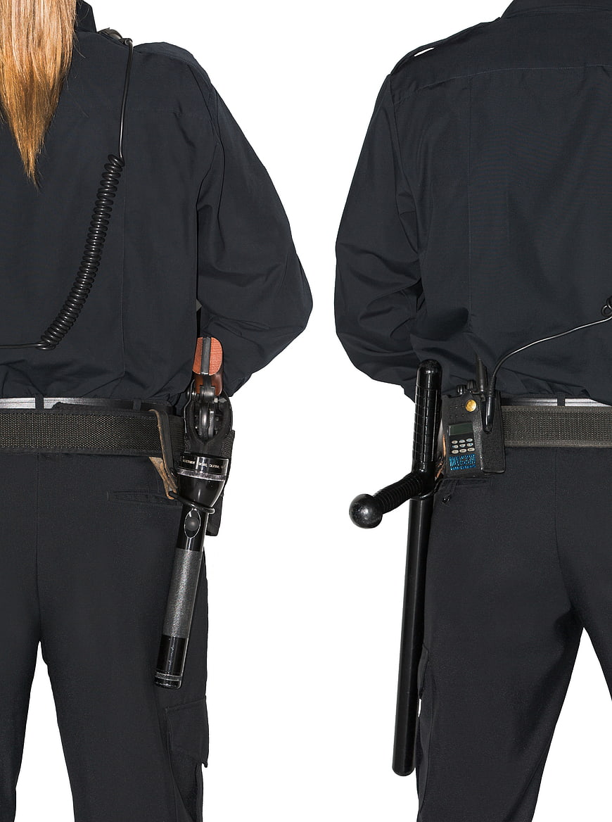 Police Officer Uniform Detail With Baton And Radio Equipment