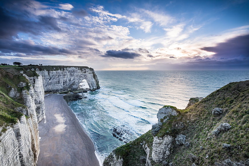Dramatic Etretat Cliffs and Natural Arch in Normandy France