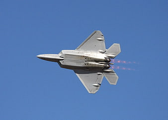 F-22 Raptor Stealth Fighter Jet Flying with Afterburners