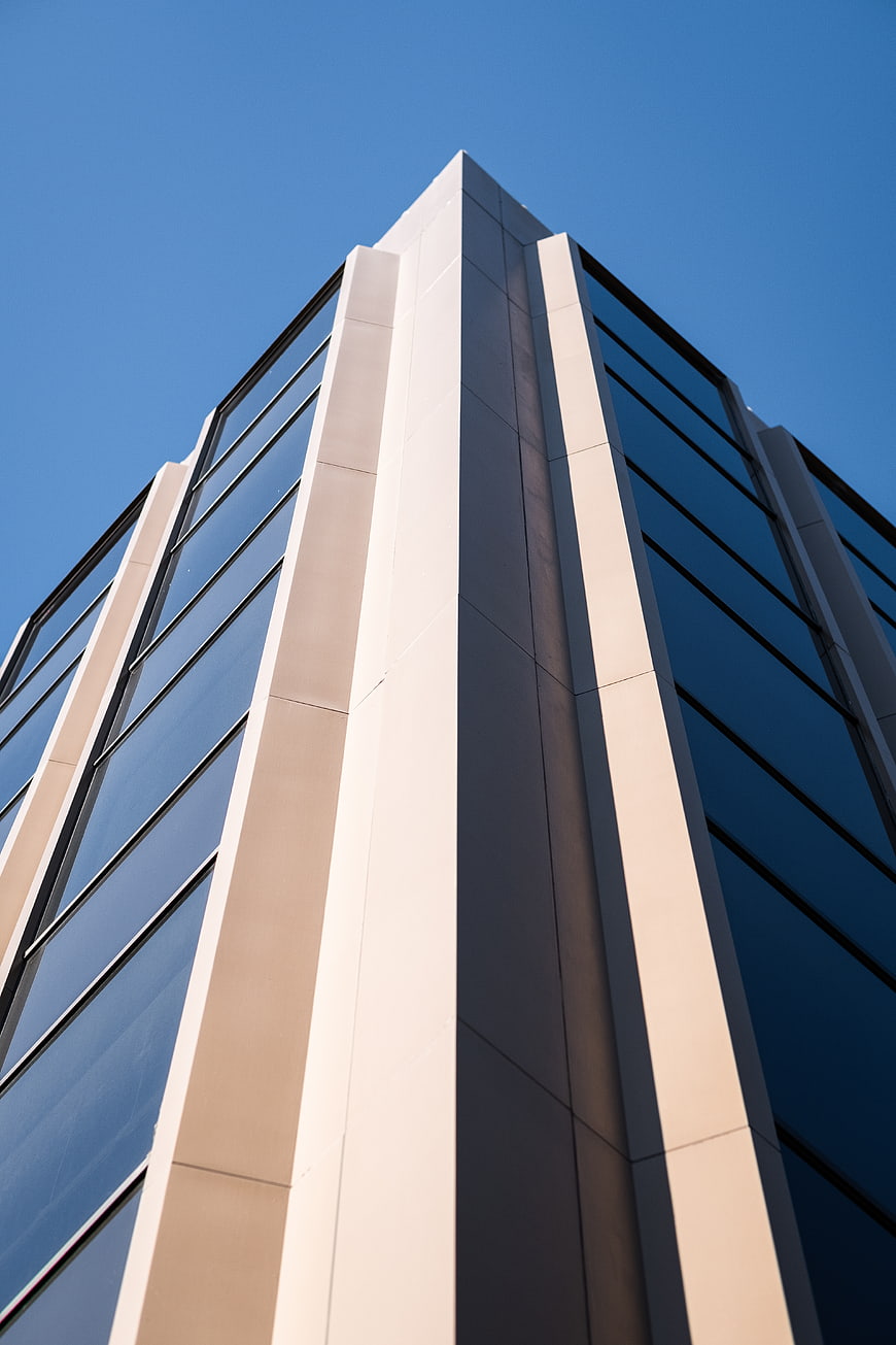 Low Angle View of Modern Office Building Corner