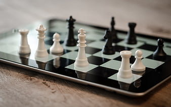 3D Chess Pieces on Digital Tablet Screen