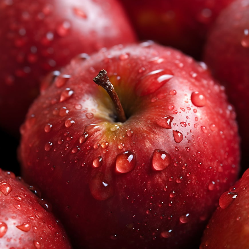 Close-up of Fresh Red Apple with Water Droplets