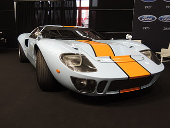 White Ford GT Heritage Edition with Orange Stripes